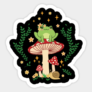 Kawaii Cottagecore Aesthetics Lady frog Sticker